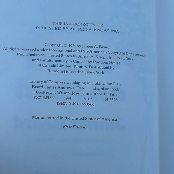 FIRST EDITION Beard on Food Book by James Beard 1974. - Picture 3 of 16